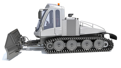 Snow Groomer Snowcat in Clay Style Render on White Background 3D Rendering