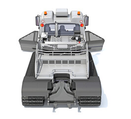 Snow Groomer Snowcat in Clay Style Render on White Background 3D Rendering