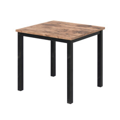 Minimalist single square desk with sleek metal legs and wooden top, perfect for home office or study space on transparent background