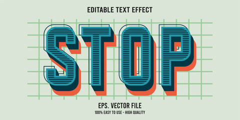 Editable text effect STOP word art typography illustration template style premium vector