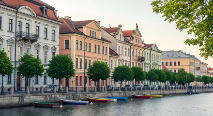 Rows of Traditional Houses Under the Blue Sky