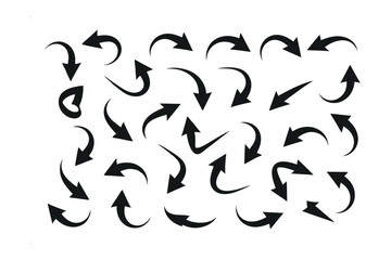 Arrows Assortment: A striking collection of black arrow icons, each pointing in a distinct direction. This image is perfect for visualizing movement, direction, and pathways. 