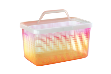 Plastic storage basket with ombre design and handle.