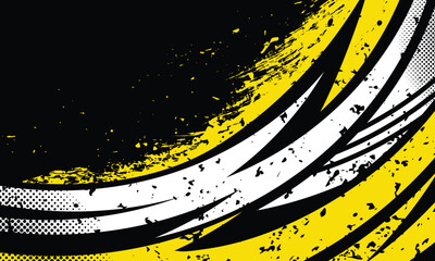 Abstract Racing Graphic with Dynamic Curves and Splatter Effects