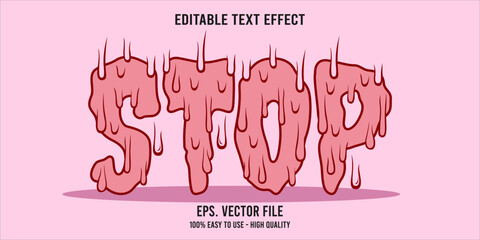 Editable text effect STOP word art typography illustration template style premium vector