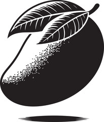 Minimal Black Mango Silhouette Vector