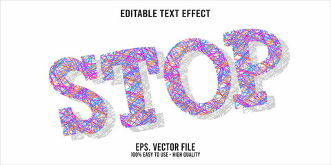 Editable text effect STOP word art typography illustration template style premium vector