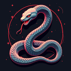 Obraz premium Artistic blue snake illustration with a bold graphic style 