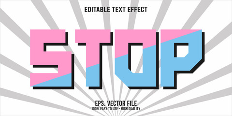 Editable text effect STOP word art typography illustration template style premium vector