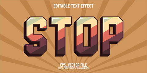 Editable text effect STOP word art typography illustration template style premium vector