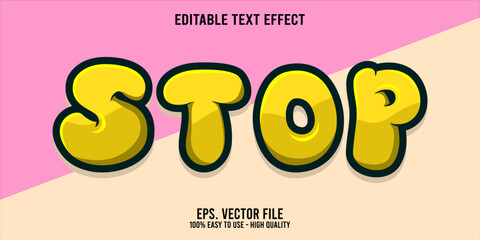 Editable text effect STOP word art typography illustration template style premium vector