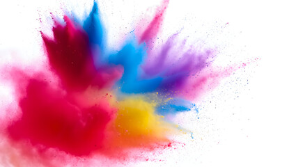 Obraz premium Explosion of vibrant colored powder in a dynamic burst isolated on white background