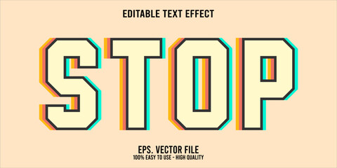Editable text effect STOP word art typography illustration template style premium vector