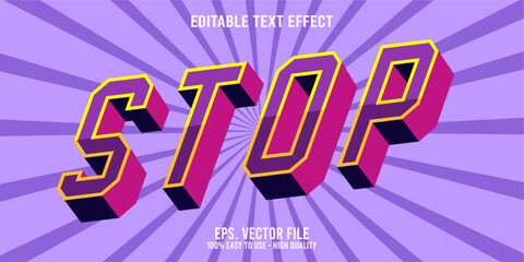 Editable text effect STOP word art typography illustration template style premium vector