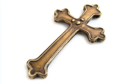 Handheld brass cross used during Epiphany processions with intricate craftsmanship. Generative AI.