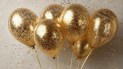 Golden balloons on a textured background