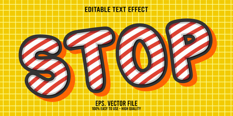 Editable text effect STOP word art typography illustration template style premium vector