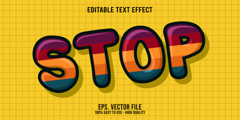 Editable text effect STOP word art typography illustration template style premium vector