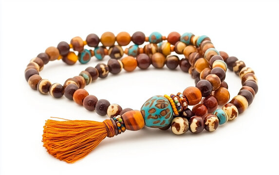 Handmade beaded komboloi with a tassel showcasing intricate craftsmanship. Generative AI.
