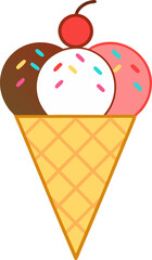 Colorful Ice Cream Cone with Cherry