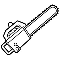 Line Art Illustration of a Chainsaw Tool