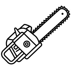 Line Art Illustration of a Chainsaw Tool