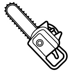 Line Art Illustration of a Chainsaw Tool