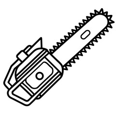 Line Art Illustration of a Chainsaw Tool