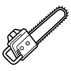 Line Art Illustration of a Chainsaw Tool