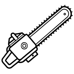 Line Art Illustration of a Chainsaw Tool