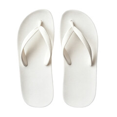 A pair of clean white flip flop sandals isolated on transparent background