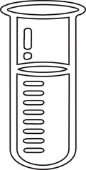 Vector illustration of a graduated cylinder with black editable stroke on transparent background ideal for scientific diagrams, laboratory equipment visuals, educational content, and chemistry infogra