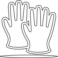 Vector illustration of lab gloves with black editable stroke on transparent background ideal for medical, scientific, laboratory safety visuals, protective equipment designs, and healthcare infographi