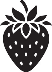 Minimal Black Strawberry Silhouette Vector