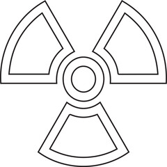 Vector illustration of a radiation hazard symbol with black editable stroke on transparent background ideal for safety signage, nuclear energy visuals, warning icons, and hazard communication designs
