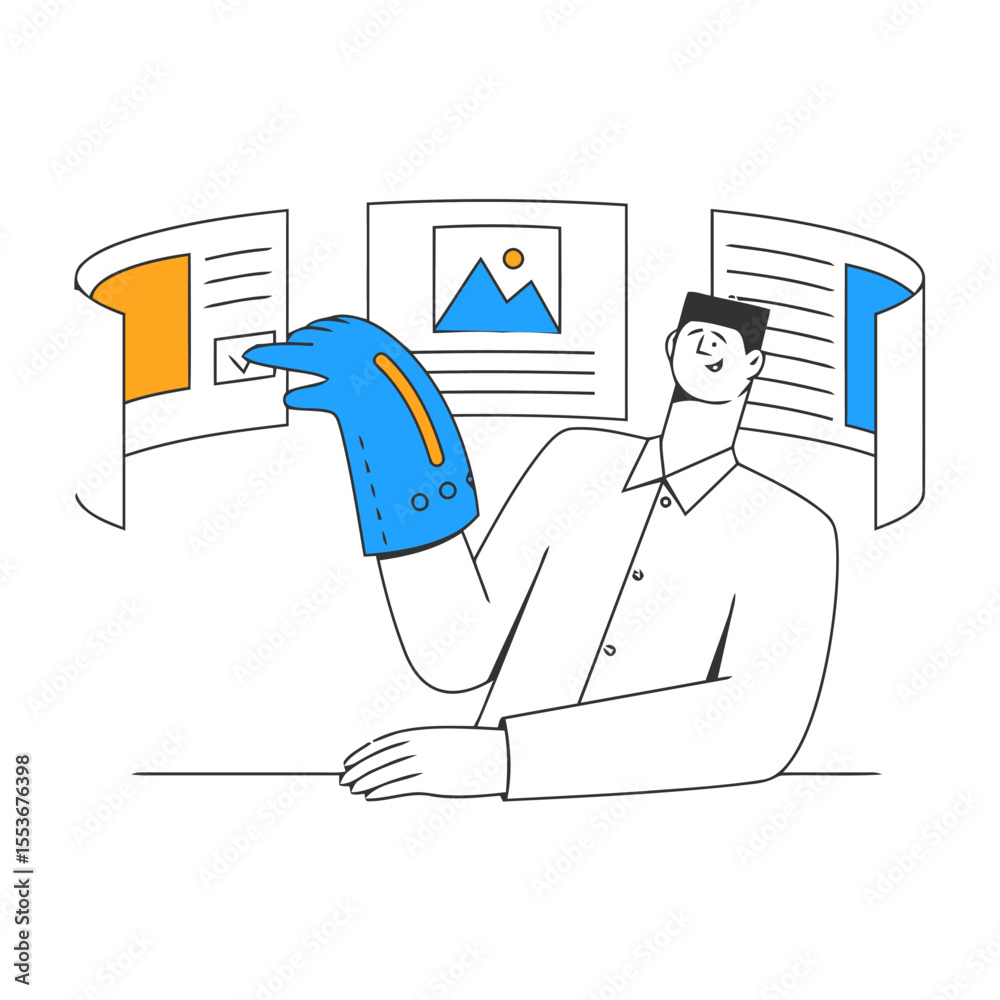 Poster man interface interaction digital design document technology user experience ui ux development scree