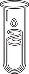 Vector illustration of a test tube with black editable stroke on transparent background ideal for laboratory visuals, scientific research, educational content, chemical experiments, and medical design