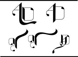 Elegant AD Alphabet Logo – Interlocked A and D Letters in Vintage Calligraphy