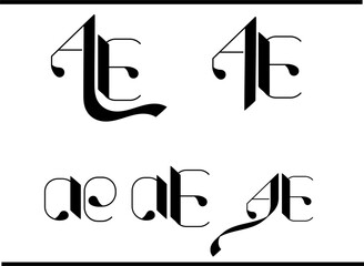 AE Calligraphy Logo – Elegant A and E Interlocked Monogram Emblem Design