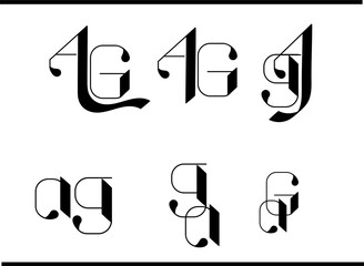 A and G Overlapped Letter Logo – Stylish AG Emblem in Script Calligraphy Style