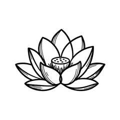 Detailed lotus flower line icon for wellness yoga and meditation design