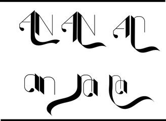 AN Calligraphic Logo – Decorative A+N Letter Monogram for Business Identity
