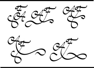 Elegant FA Alphabet Logo – Interlocked F and A Letters in Vintage Calligraphy