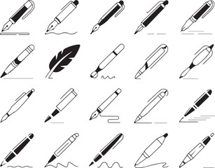 vintage to modern pen icon collection in vector style