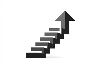 Obraz premium Graphic of ascending steps and an upward arrow.