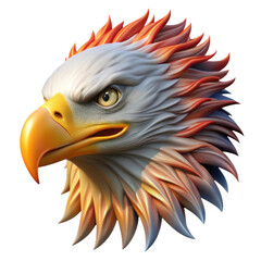 Obraz premium Majestic eagle head with fiery mane isolated on transparent background