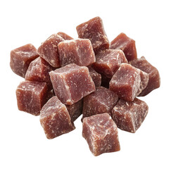 Pile of deliciously chewy red fruit candies isolated on transparent background