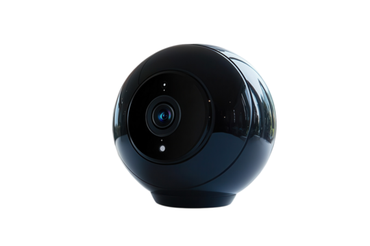 Modern Security Camera Technology Sleek Black Surveillance Device for Home Safety High Tech on transparent background