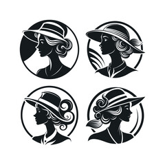 A silhouette vector set of American Southern woman