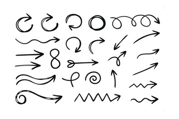 Directional Array: A collection of hand-drawn arrows, each offering a unique symbol, design, and direction to guide, direct, and enhance visual narratives.